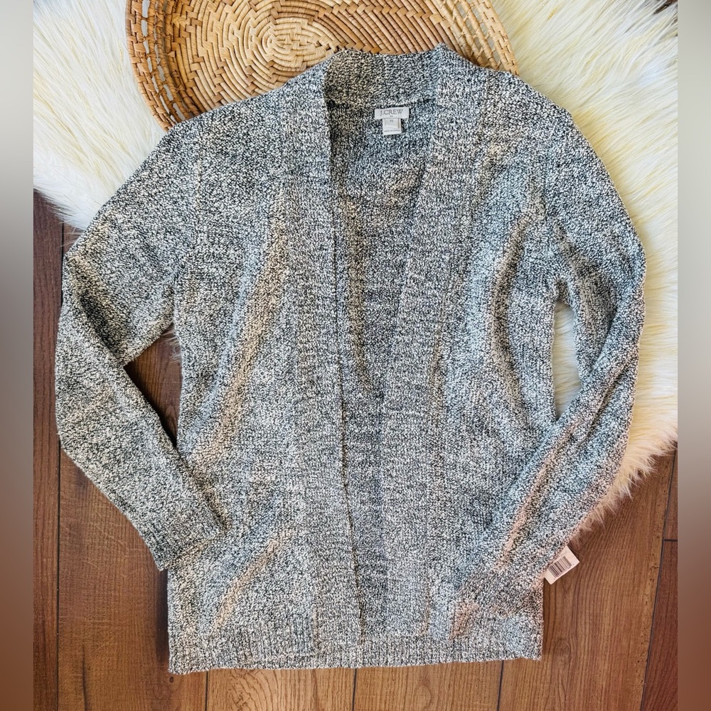 J. Crew Factory Black Gray White Marled Open Cardigan Size XS